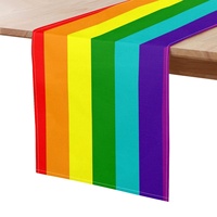 Taplak Meja Poliester Custom dengan Cetakan Pelangi (Desain Tujuh Garis), Sangat Cocok untuk Acara Santai dan Penataan Meja Makan Malam di Rumah