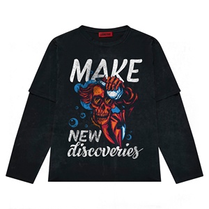 T-shirt vintage en jersey à manches longues 100 % coton, style hip-hop, coupe ample, imprimé numérique Y2K avec lettres - Product Image 3