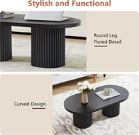 Petite table basse cannelée style farmhouse, moderne du milieu du siècle, bohème, en panneaux de particules avec rangement FANYIGE Z0476 pour salon