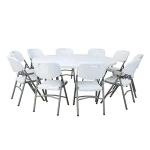 Ensemble de Table et chaise pliante en plastique, 6 pieds, 183 Hdpe blanc, pour Banquet de mariage, vente en gros