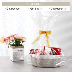 <span class=keywords><strong>Panier</strong></span> cadeau vide de Pâques parfait petite étagère ovale organisateur paniers de rangement en corde de coton pour chambre d'enfant avec décor à <span class=keywords><strong>pompon</strong></span> - Product Image 5