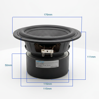 Samtronic Haut-parleur de graves Hi-Fi pur de 6,5 pouces en fibre de verre, petit canon en acier, longue course, 4-8 Ohm, 100W, blindé magnétiquement