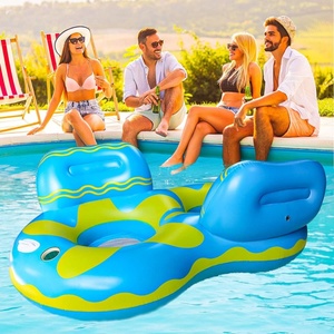 PVC Inflatable Swimming Ring 2-Person with Backrest 185*115 CM 2 Cup Holders and 2 Handles <b>Pool</b> Float for Beach Lake Water Fun - Product Image 5
