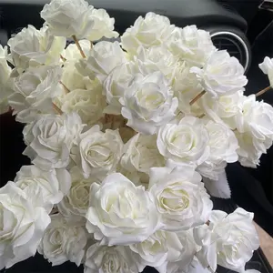 Bunga Sutra Mawar Putih Bundel Pernikahan Mawar 5 Kepala Mawar Bunga Buatan untuk Dekorasi