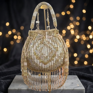Elegante Bolso de Mano de Noche con Cuentas de Perlas y Correa de Cadena, Brillante y Hecho a Mano para Fiestas - Product Image 3