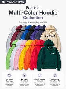 Sweat à capuche épais coupe décontractée avec poche avant, style streetwear urbain, sweat à capuche multicolore personnalisé - Product Image 3