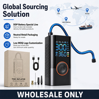 Gonfleur de pneus sans fil 150 PSI 4000 mAh, compresseur d'air portable, mini pompe à air numérique pour voiture, pompe à pneus rechargeable avec lumière LED