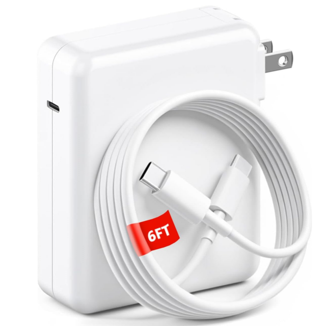 140W Fast Charger Power Adapter for MacBook Pro/Air 16/15/14/13 Inch/M1/M2/M3 for iPad Pro 2023/2022 With 6FT USB C to C Cable