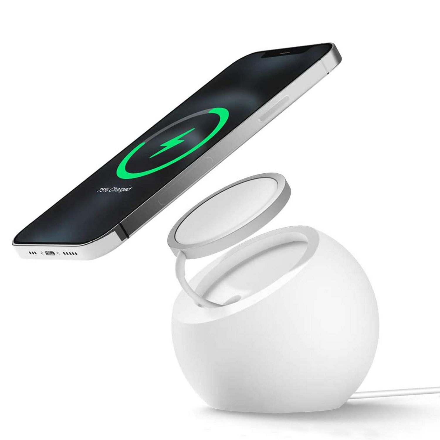 Schreibtisch Kugelform Magnetischer Silikon-Lade halter für Magsafe Apple iPhone 15 14 Pro Macsafe Wireless Charger Dock Station Stand