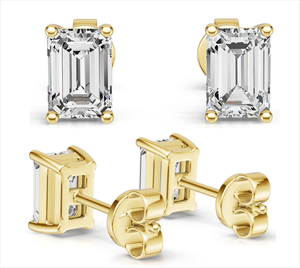 Pendientes de Diamante con Corte Esmeralda Cultivado en Laboratorio Starsgem, Oro Blanco/Amarillo de 10K, Pendientes Solitarios para Aniversario - Product Image 2