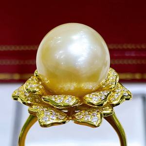 ส่งแหวนแฟชั่นทรงกลมสีทองธรรมชาติ 13-14 มม. ประดับด้วยลูกปัดเงินแท้สไตล์ญี่ปุ่นรูปดอกไม้บาน ให้แฟนสาวของคุณ - Product Image 4