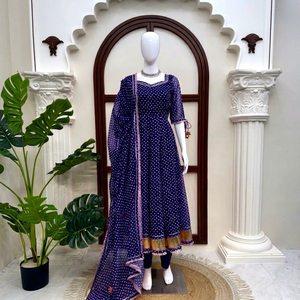 Ensemble indien pakistanais bleu imprimé pour femmes, robe Lahenga Choli avec dupatta, tenue de fête et de mariage - Product Image 1