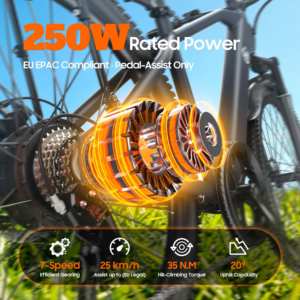 จักรยานไฟฟ้า Aairsk GT300 36V 400W ยางใหญ่ ความเร็วสูง สำหรับผู้ใหญ่ พร้อมแบตเตอรี่แบบซ่อน ล้อ 24 นิ้ว จักรยานเสือภูเขา มีสินค้าใน EU/US - Product Image 6