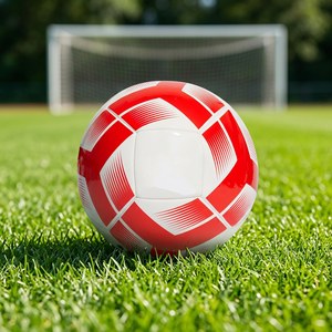 Custom Logo Size 5 Soccer Balls Bulk Red <b>White</b> Classic Design PU <b>Football</b> Durable Seamless Outdoor Sports Factory Direct Supply - Product Image 3