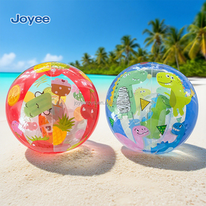 Joyee - 4 Estilos de Pelotas de Playa Inflables Impresas en <span class=keywords><strong>3D</strong></span>, Juguetes de Piscina de PVC sin Ftalatos con Diseño de Animales y Frutas para Niños, Diversión Acuática de Verano - Product Image 2