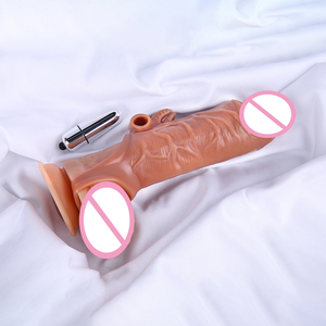 Reusable Silicone Magic Vibration Sleeve <strong>Long</strong> <strong>Lasting</strong> Crystal Penis Extension <strong>Condom</strong> for Sex Products SKIN Color - Product Image 6