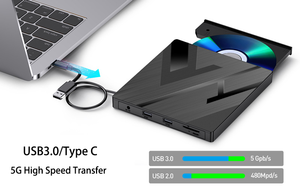 AMZ Vente à Chaud 5 en 1 HUB Lecteur Optique Externe USB 3.0 Type-C Lecteur <span class=keywords><strong>CD</strong></span> DVD <span class=keywords><strong>Graveur</strong></span> pour Ordinateur Portable de Bureau <span class=keywords><strong>PC</strong></span> - Product Image 3