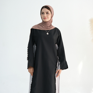 Abaya Modesta in Lino Loriya, Abito Musulmano da <span class=keywords><strong>Donna</strong></span>, Abbigliamento Islamico all'Ingrosso, Abiti Modesti da <span class=keywords><strong>Donna</strong></span> <span class=keywords><strong>con</strong></span> <span class=keywords><strong>Spacco</strong></span>, Nuova Abaya 2025 - Product Image 3