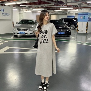 <span class=keywords><strong>Robe</strong></span> T-shirt style Hong Kong décontractée ample grande taille taille élastique en polyester coupe <span class=keywords><strong>H</strong></span> <span class=keywords><strong>longue</strong></span> jupe d'été pour étudiante - Product Image 4