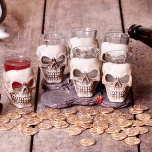 Kustom grosir peralatan minum barware hadiah Halloween <span class=keywords><strong>resin</strong></span> tumbler kecil festival dan kaca 6 penembak tengkorak kranium gelas <span class=keywords><strong>shot</strong></span> - Product Image 6