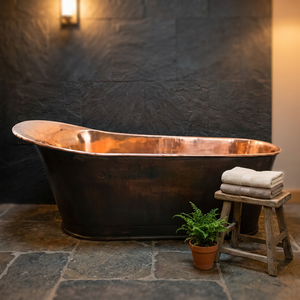 Baignoire ovale de luxe en cuivre, double baignoire autoportante au design moderne pour villas et salles de bain - Product Image 3