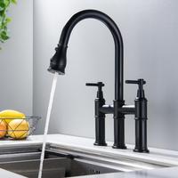 Robinet de cuisine en acier inoxydable SUS304 certifié CE, avec douchette extractible, finition or brossé, mitigeur à 2 poignées pour appartement