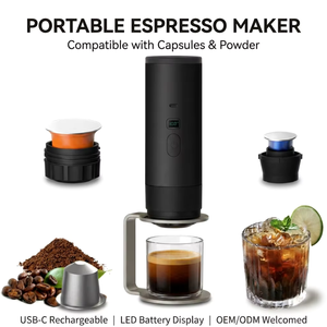 Machine à expresso portable Kingze 3-en-1, 15 bars de pression, cafetière électrique de voyage pour <span class=keywords><strong>capsules</strong></span> et poudre - Product Image 1