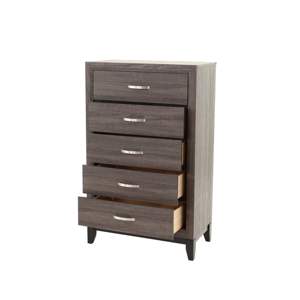 DB Bedroom Furniture's Rustic Grey Oak Solidwood Dresser 1pc <b>Tall</b> 5-<b>Drawers</b> Storage Chest - Product Image 4