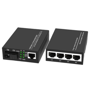 Fabrieksverkoop 1Fiber 4rj45 Lan Port Media Converter 1000M Sc Single Mode Glasvezel Media Converter 3Km 20Km - Product Image 3