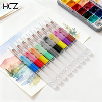 Ensemble de stylos à gel acrylique et pinceaux aquarelle Hechunzi, conception brevetée à pression et à écoulement automatique, couleurs multiples personnalisées