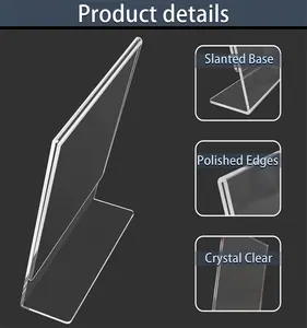 Porte-menu en plastique transparent en forme de L pour restaurant, bureau, école et magasin (1 carton comprend 48 pièces)