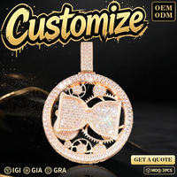 Collier pendentif en moissanite à engrenage rotatif pour homme, style hip-hop, cadeau tendance, avec chaîne cubaine en argent sterling S925