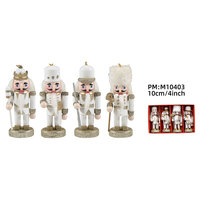 Soldat Casse-Noisette en Bois Blanc Pailleté Doré de 10 cm, Ornement Suspendu pour Arbre de Noël, Décoration d'Intérieur, Fourniture d'Usine