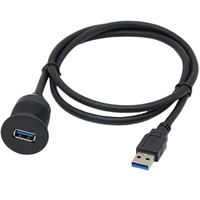 Câble d'extension automobile USB 3.0 étanche à port unique, mâle vers femelle, coaxial à paire torsadée, gaine en PVC