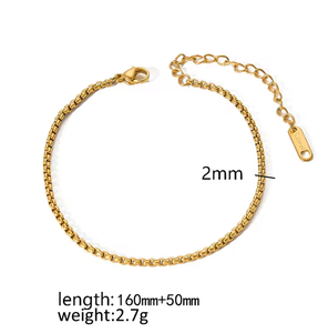 महिला आकस्मिक अवसर सहायक के लिए सोने की प्लेटेड स्टेनलेस स्टील स्टैकिंग मिमी क्यूबन लिंक इनलेट - Product Image 1