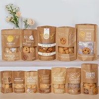 Sachet en papier kraft biodégradable multi-tailles avec fenêtre transparente et fermeture éclair pour l'emballage de snacks et aliments secs