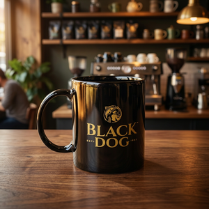 Black ceramic coffee mug Printed ceramic <b>tea</b> cup Customizable ceramic mug Elegant black - Product Image 1