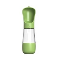Bouteille d'eau portable élégante verte pour chien avec fonctionnement à une main, anti-fuite, bol pliable pour les promenades et les voyages en extérieur