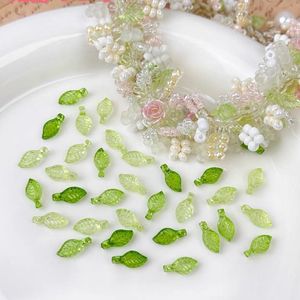 Acrylic Green <b>Leaf</b> Charms Irregular Etched Plastic Resin DIY Craft Jewelry Accessories - Product Image 1