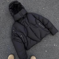 Veste d'hiver épaisse et chaude coupe-vent noire pour homme, avec capuche amovible, style streetwear, fermeture éclair, doudoune matelassée lourde, personnalisable OEM