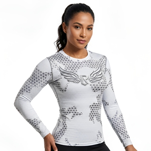 <b>Men's</b> Long Sleeve <b>Compression</b> Rash Guard Full Print Quick Dry Spandex Polyester <b>Shirt</b> With Wing Logo Front Design - Product Image 5