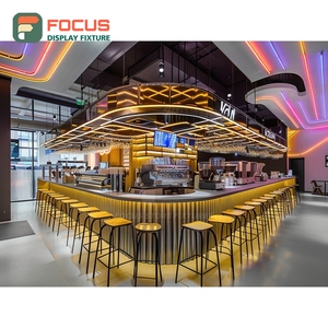 Professional Cafe Service Counter Natural Oak Finish Coffee Bean Display Area Commercial Cafe Counter - Product Image 4