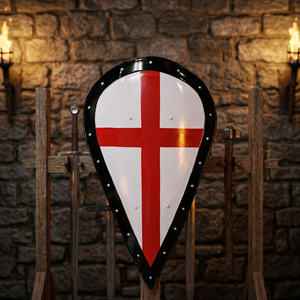 Escudo de la Cruz Roja Medieval, Armadura de Caballero Templario, Calentador de Armadura de Metal Pintado con la Cruz Roja, Arte en Forma de Calentador de Armadura de Caballero Templario Medieval - Product Image 2