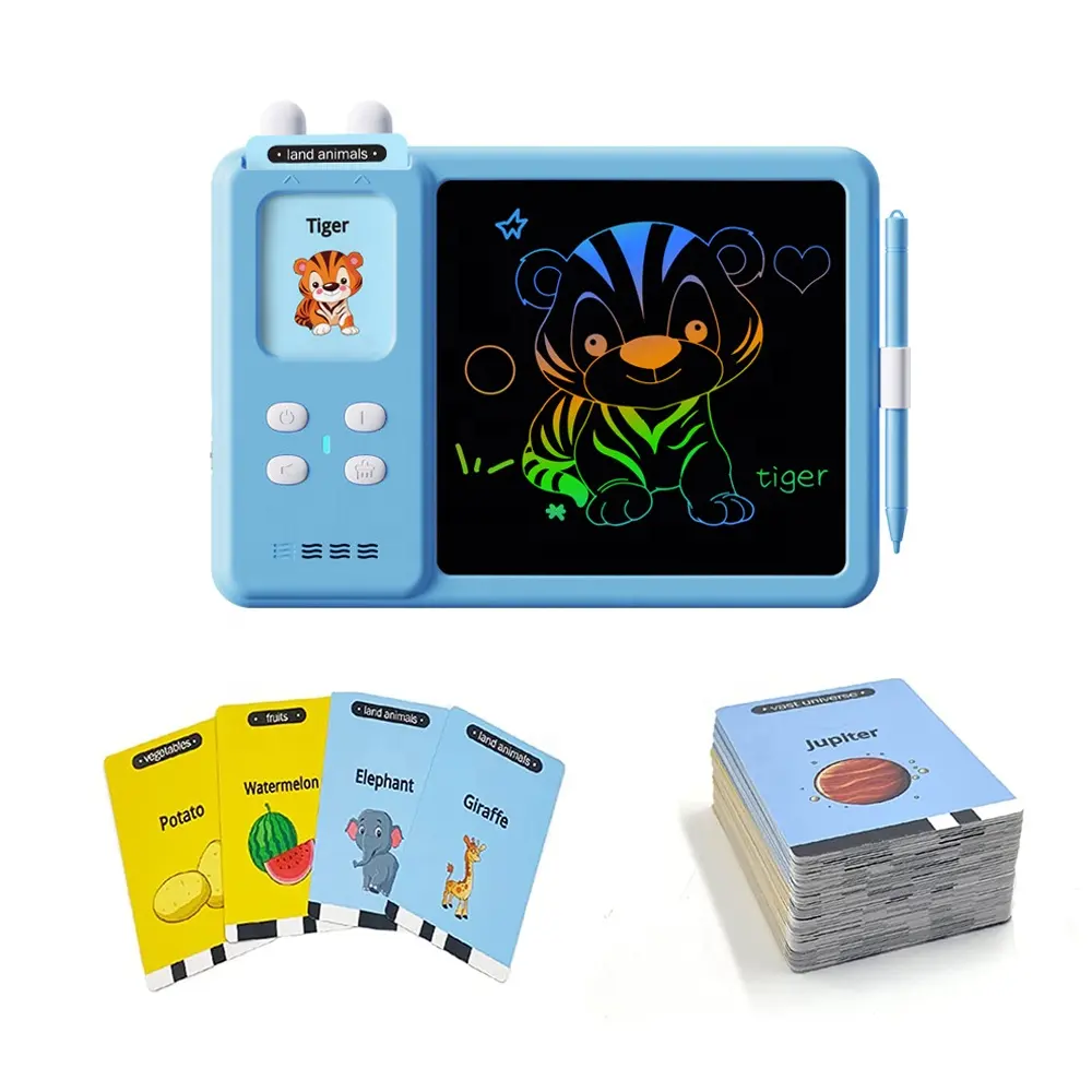 New read and write learning toys talking flash cards with LCD writing drawing board doodle tablet reading machine for kids