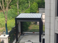 Bioclimatic Système de toit en aluminium à persiennes 4x4 Abri de jardin avec pergola électrique Louvre Gazebo d'extérieur Cadre enduit de poudre