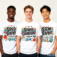 Transferts DTF pour la rentrée scolaire, prêts à poser, pour enseignants, conseillers SPED et STEM, transferts thermiques pour T-shirts et sweats à capuche
