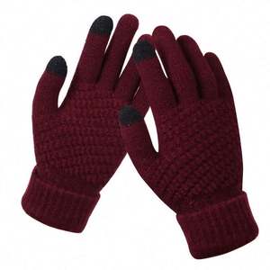 Guantes de invierno para mujer con pantalla táctil, guantes cálidos de lana tejida elástica para exteriores - Product Image 3