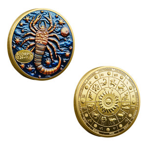 <span class=keywords><strong>Scorpio</strong></span> Horoscope đồng xu vàng mạ màu in kỷ niệm món quà huy hiệu - Product Image 1