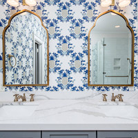 Meuble de salle de bain vintage de style français avec lavabo intégré et armoire de toilette, lavabo en céramique, ensemble de salle de bain
