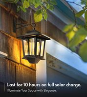 ESRA 15A Lot de 2 lanternes solaires murales de jardin en aluminium, lampes suspendues d'extérieur, 4 panneaux solaires, LED crépusculaire et aube, IP44, faisceau 360°